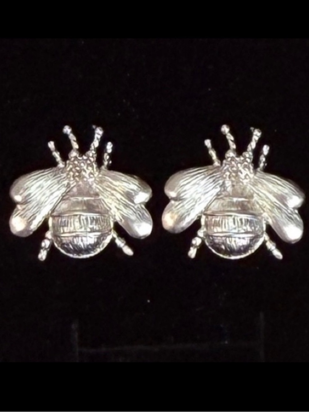 Silvertone Bee Stud Pierced Earrings